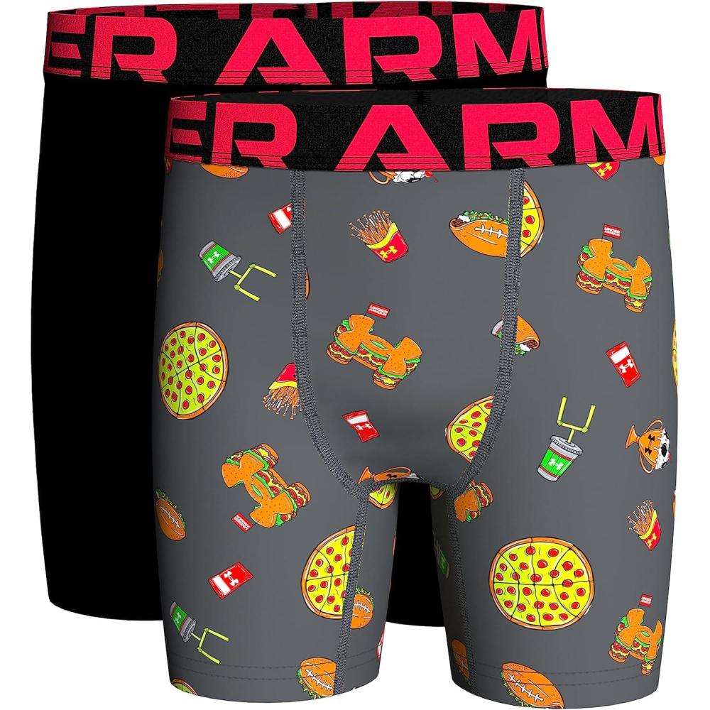 imageUnder Armour Boys Big Performance Boxer Briefs Lightweight ampamp Smooth Stretch FitFast Food Print