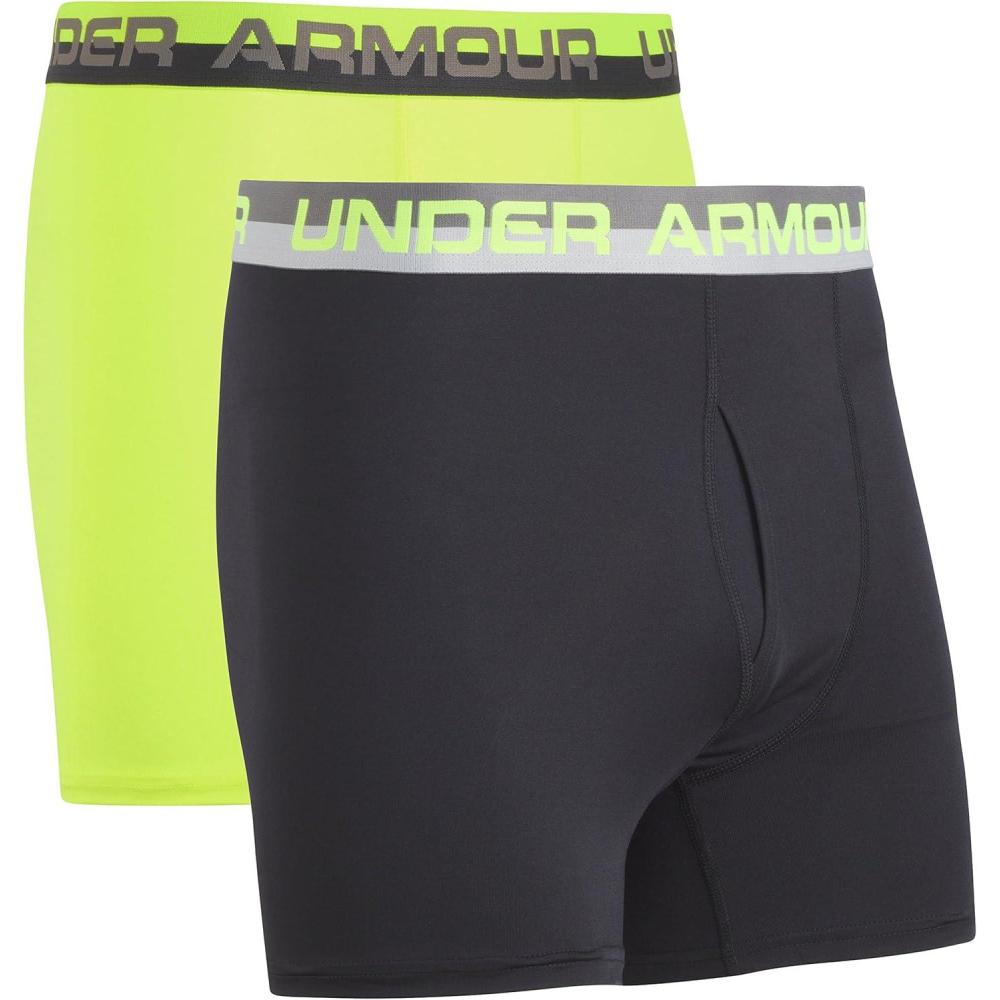 imageUnder Armour Boys Big Performance Boxer Briefs Lightweight ampamp Smooth Stretch FitHi GhVis YellowBlack