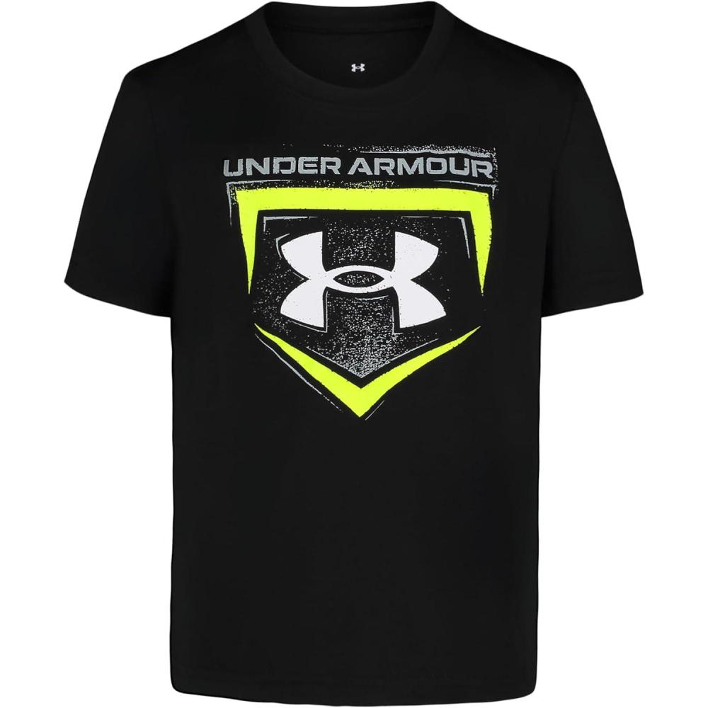 imageUnder Armour Boys Boys Short Sleeve Shirt Crewneck Lightweight and BreathableBlack Homeplate