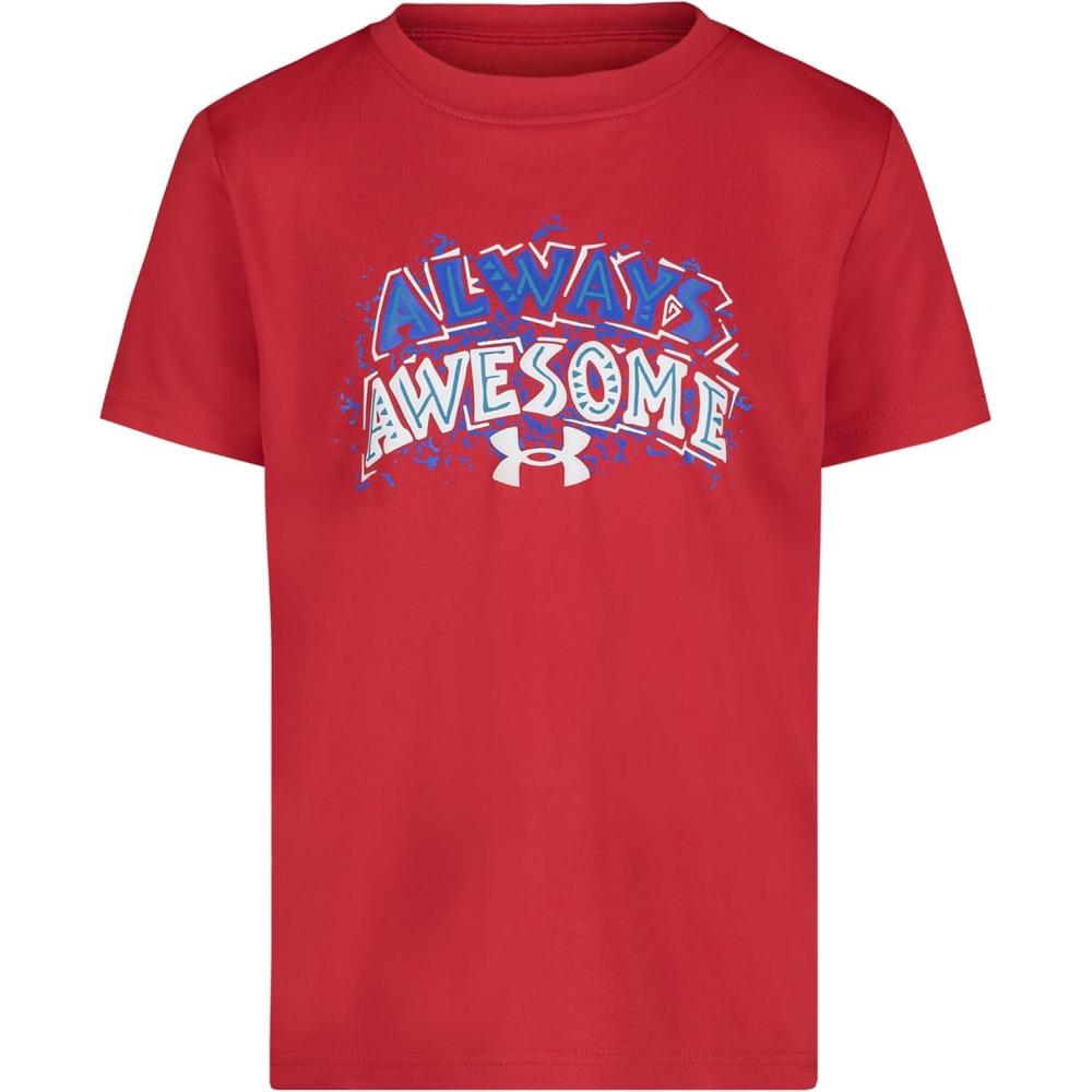 imageUnder Armour Boys Boys Short Sleeve Shirt Crewneck Lightweight and BreathableEther Blue  Lets Go Ss