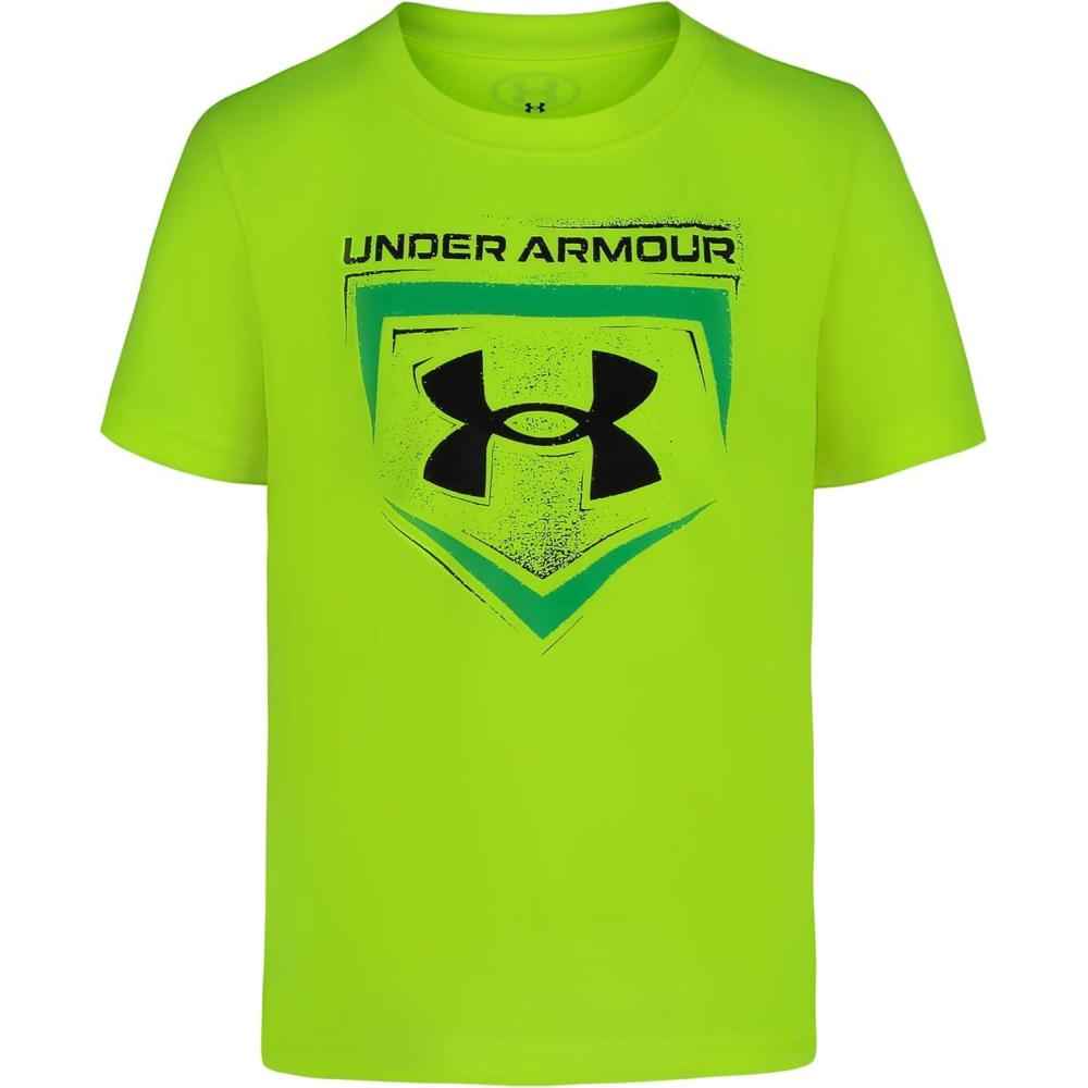 imageUnder Armour Boys Boys Short Sleeve Shirt Crewneck Lightweight and BreathableHivis Yellow Homeplate