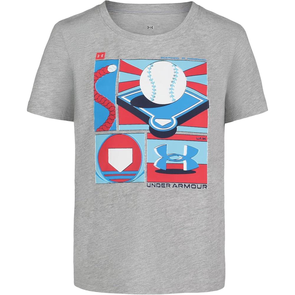 imageUnder Armour Boys Boys Short Sleeve Shirt Crewneck Lightweight and BreathableMod Gray Baseball