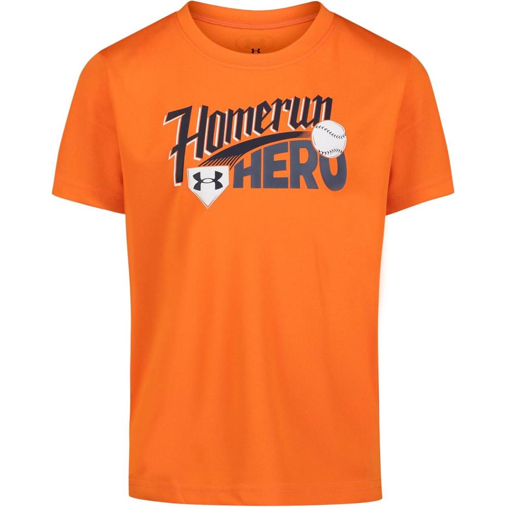 imageUnder Armour Boys Boys Short Sleeve Shirt Crewneck Lightweight and BreathableOrange Homerun