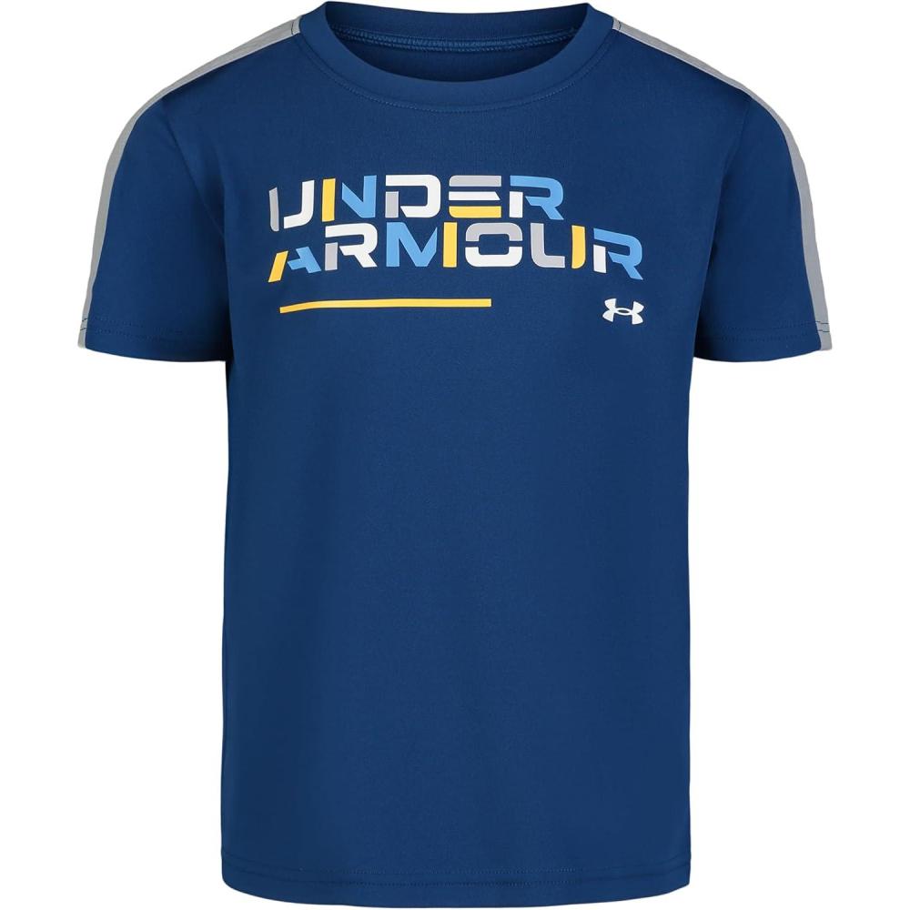 imageUnder Armour Boys Boys Short Sleeve Shirt Crewneck Lightweight and BreathableRetro Graphite Blue