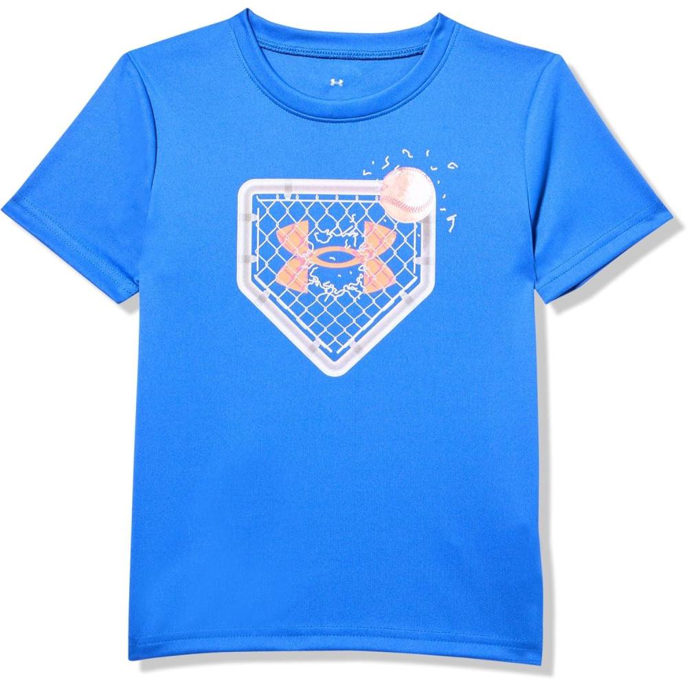 imageUnder Armour Boys Boys Short Sleeve Shirt Crewneck Lightweight and BreathableTeam Royal  Tech Baseball Fence Ss
