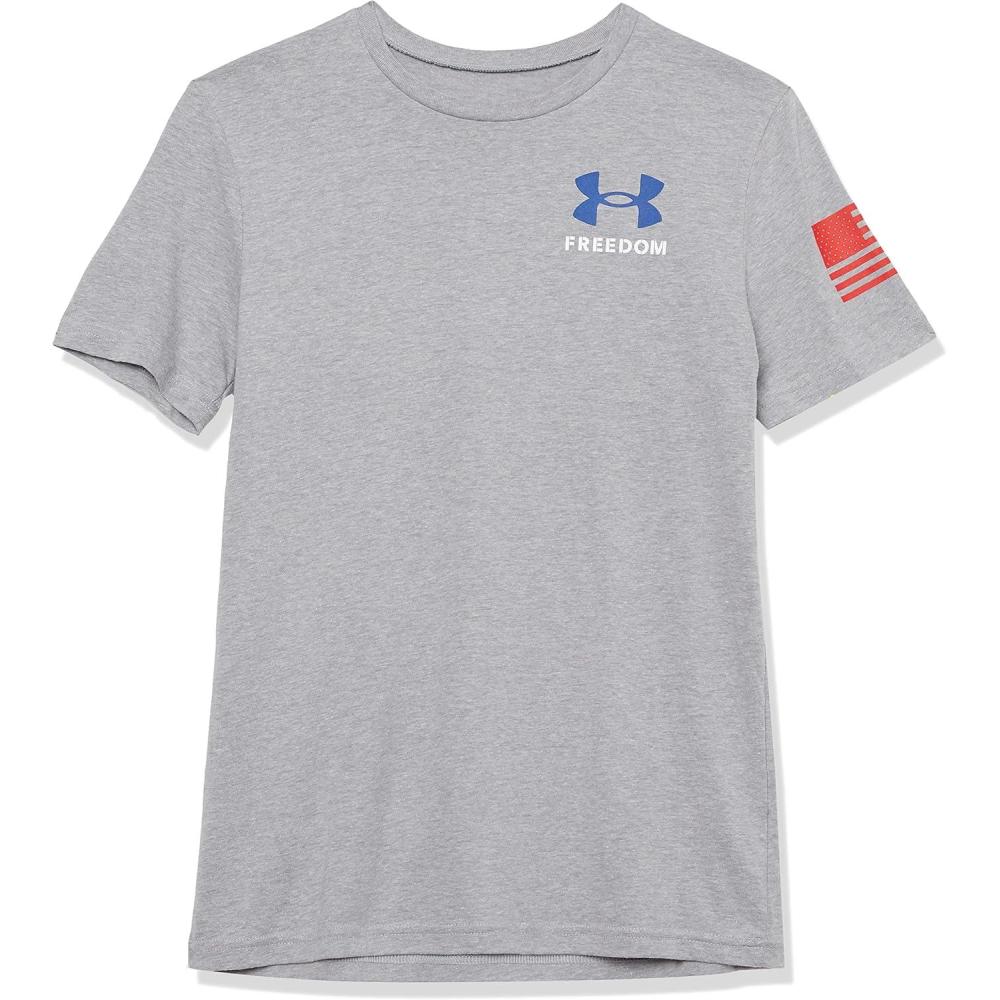 imageUnder Armour Boys New Freedom Flag TShirt036 Steel Light Heather   Red