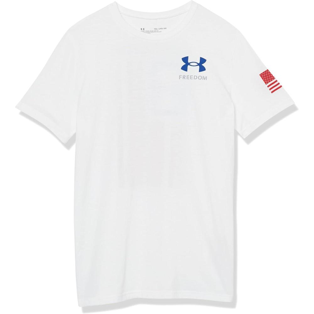 imageUnder Armour Boys New Freedom Flag TShirt100 White   Red