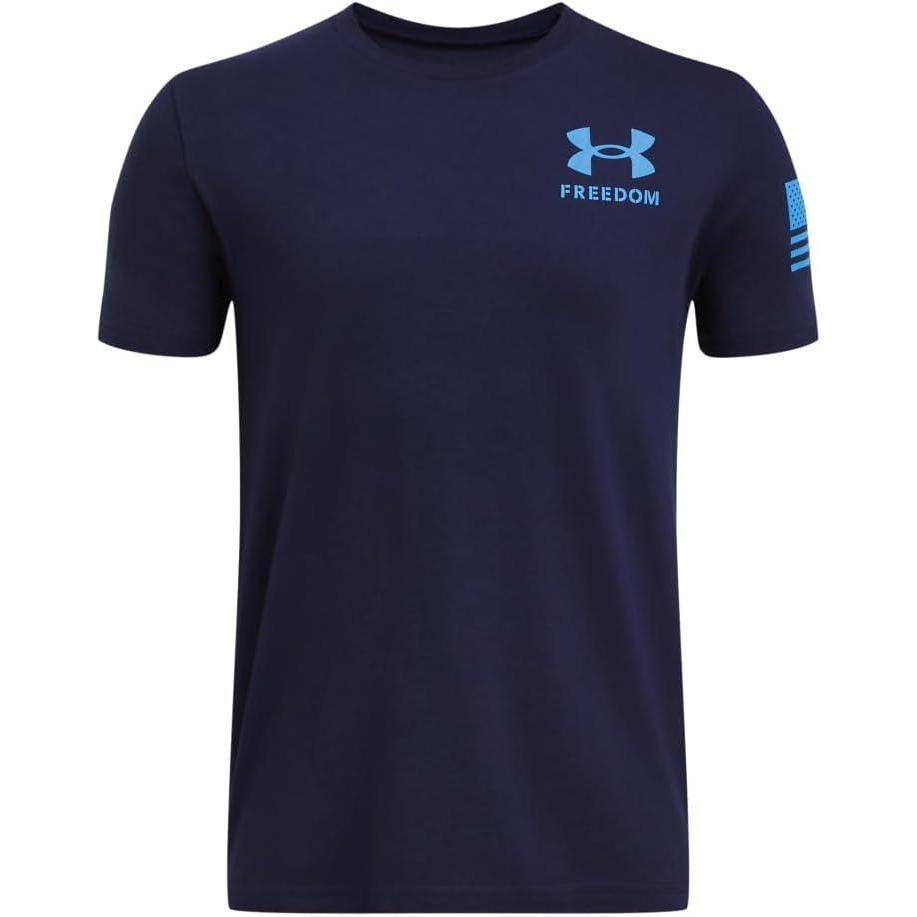 imageUnder Armour Boys New Freedom Flag TShirt410 Midnight Navy   Viral Blue