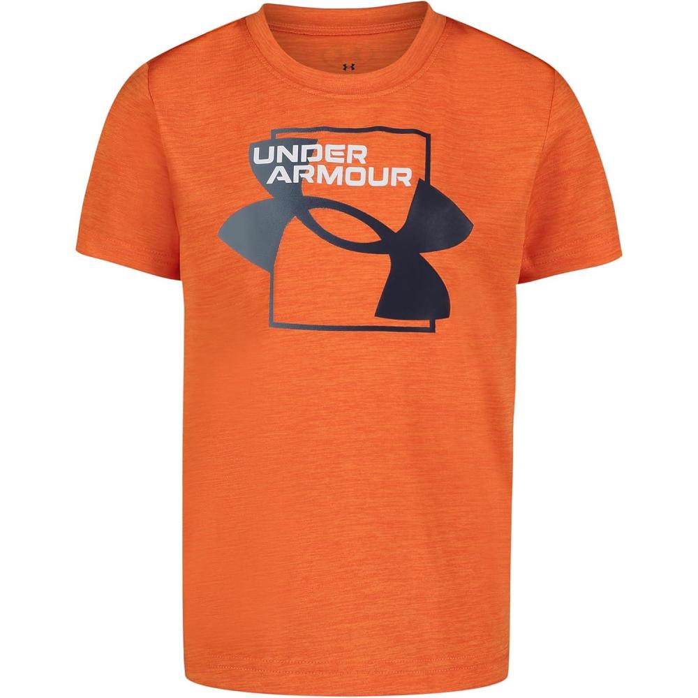 imageUnder Armour Boys Shirt Crewneck Lightweight and BreathableBig Logo Twist Orange