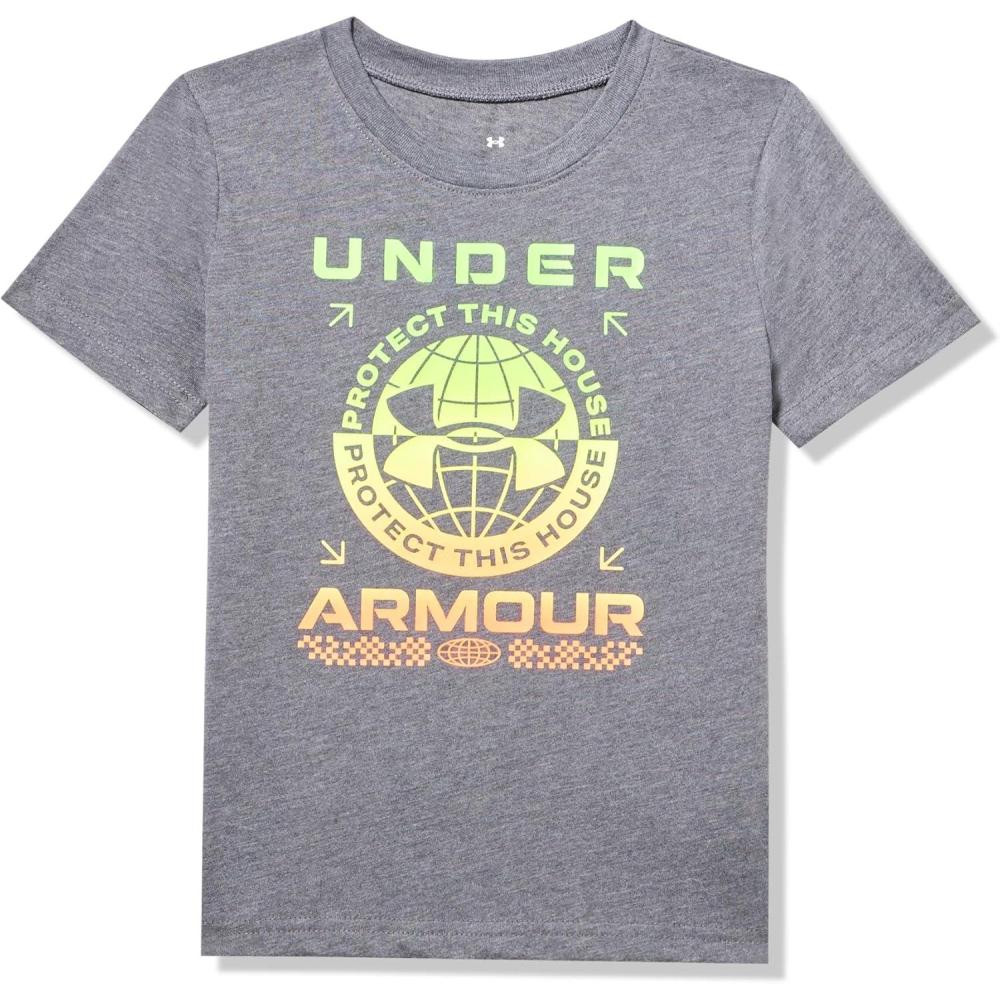 imageUnder Armour Boys Shirt Crewneck Lightweight and BreathableCastlerock  Rave Logo Ss