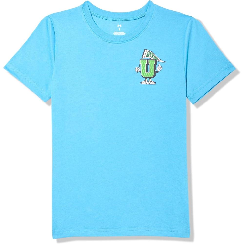 imageUnder Armour Boys Shirt Crewneck Lightweight and BreathableEther Blue  Lets Go Ss