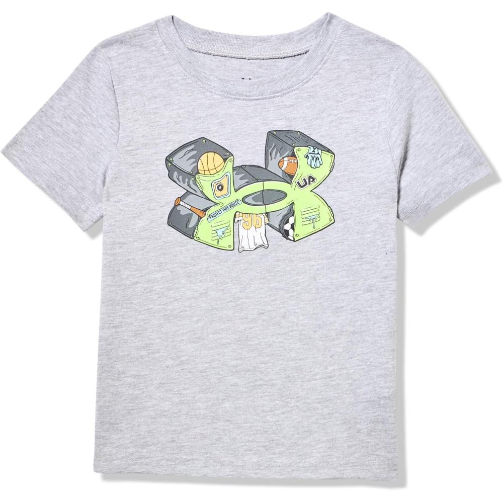 imageUnder Armour Boys Shirt Crewneck Lightweight and BreathableMod Gray  Logo Locker Ss