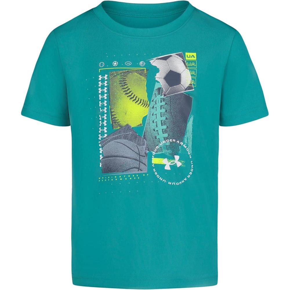 imageUnder Armour Boys Short Sleeve Shirt Crewneck Lightweight and BreathableAll Sport Teal