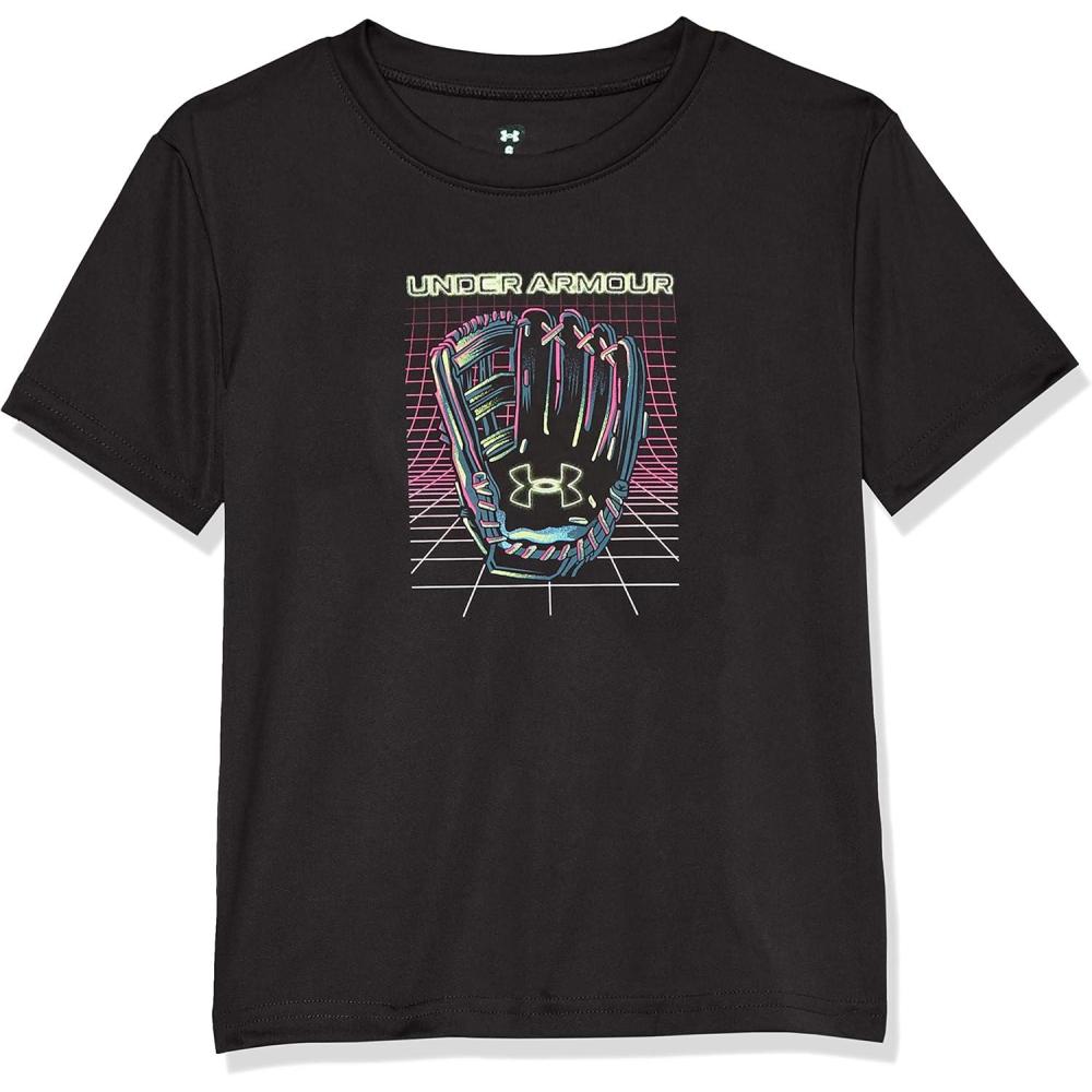 imageUnder Armour Boys Short Sleeve Shirt Crewneck Lightweight and BreathableBlack Cyber Mitt
