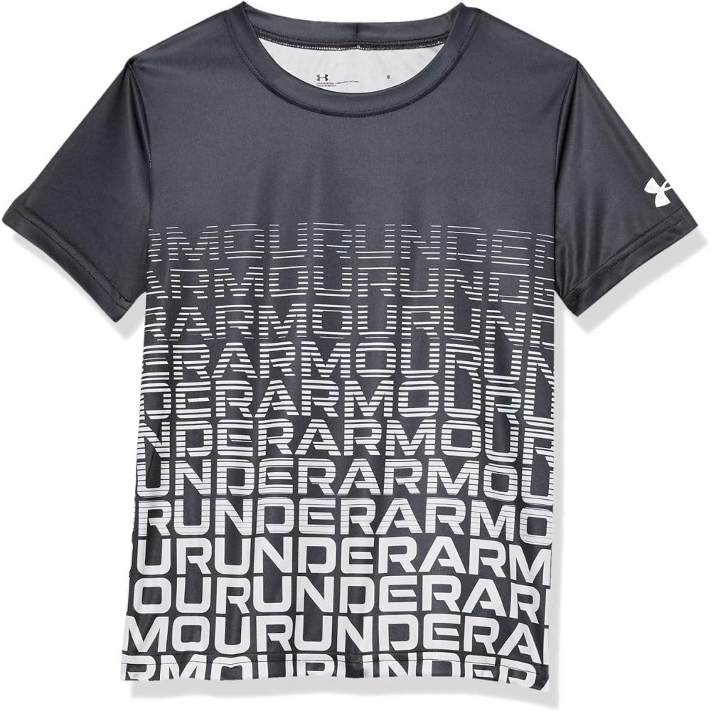 imageUnder Armour Boys Short Sleeve Shirt Crewneck Lightweight and BreathableBlack Gradient