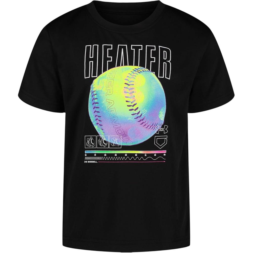 imageUnder Armour Boys Short Sleeve Shirt Crewneck Lightweight and BreathableBlack Heater