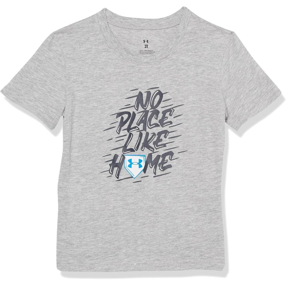 imageUnder Armour Boys Short Sleeve Shirt Crewneck Lightweight and BreathableMod Gray Verbiage