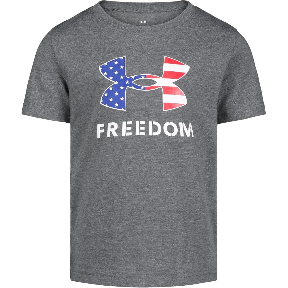 imageUnder Armour Boys Short Sleeve Shirt Crewneck Lightweight and BreathablePitch Gray  Freedom