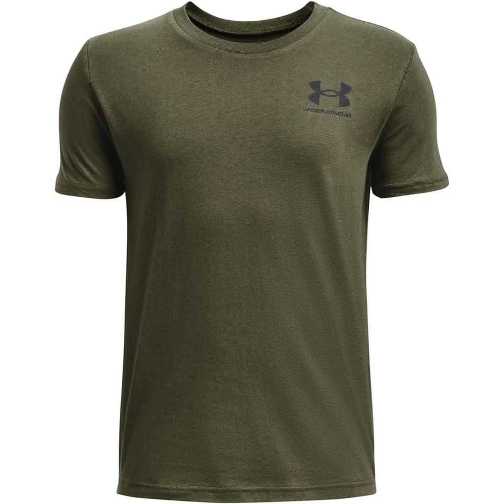 imageUnder Armour Boys Sportstyle Left Chest ShortSleeve TShirt390 Marine Od Green   Black