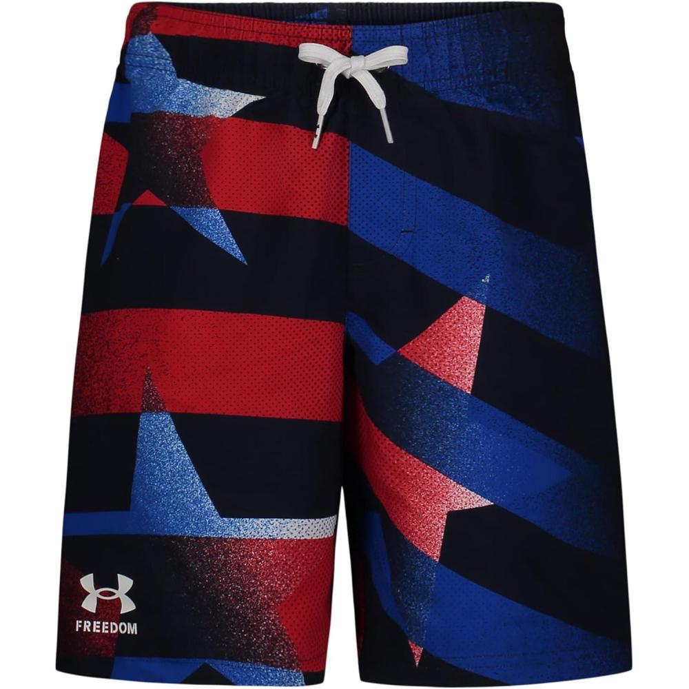 imageUnder Armour Boys Swim Trunk Shorts Lightweight ampamp Water Repelling Quick Dry MaterialNavy Flag Streamer