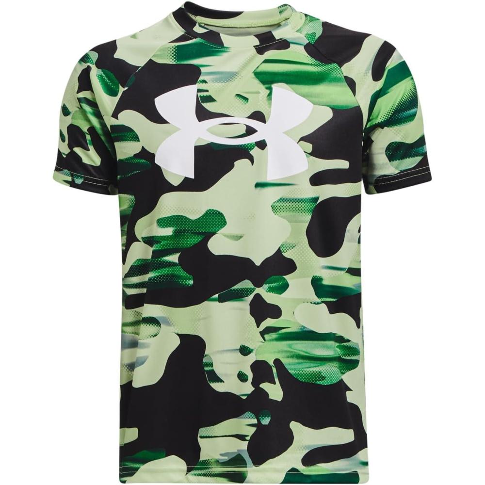 imageUnder Armour Boys Tech Big Logo Printed ShortSleeve TShirt369 Phosphor Green   White