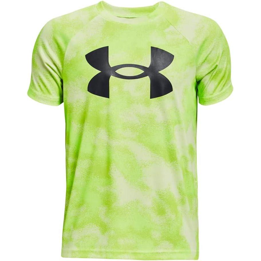 imageUnder Armour Boys Tech Big Logo Printed ShortSleeve TShirt370 Lime Surge   White