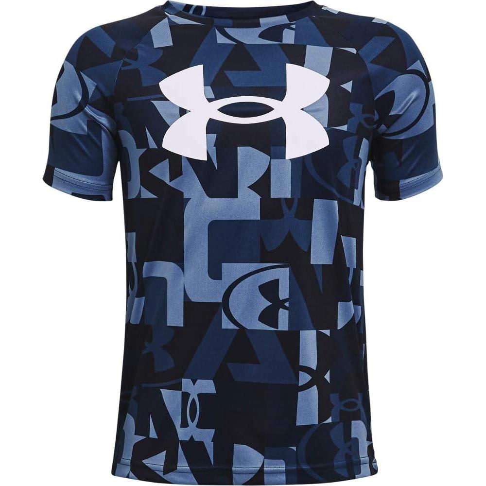 imageUnder Armour Boys Tech Big Logo Printed ShortSleeve TShirtAcademy Blue 408White