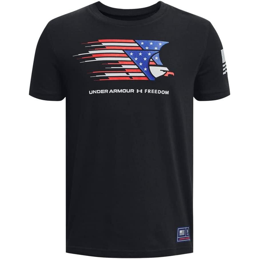 imageUnder Armour Freedom Eagle Boys TShirt001 Black   Mod Gray