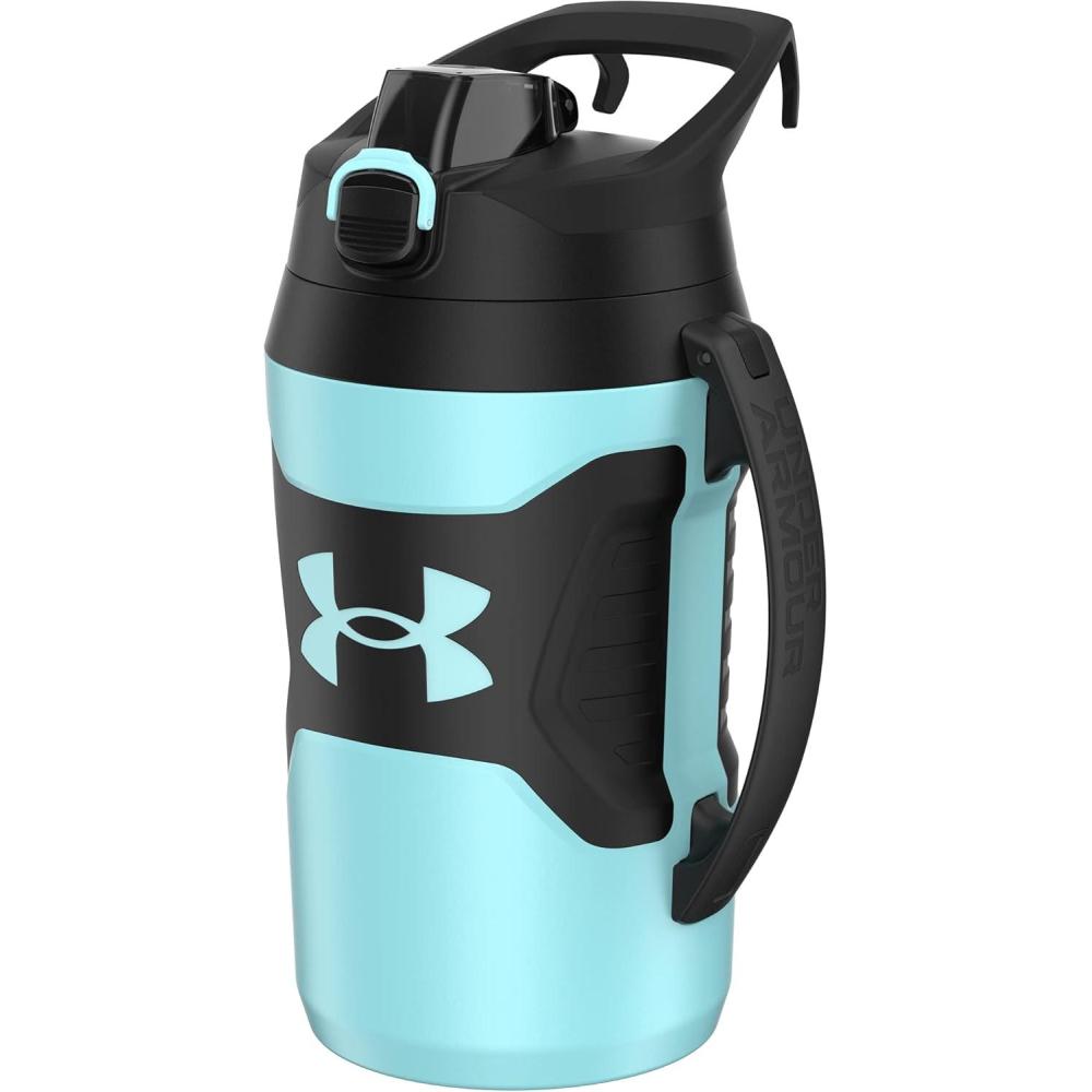 imageUnder Armour Half Gallon Water Bottle Insulated 64oz Insulated Water Bottle with Handle Sports Water Jug Fence Hook Leak Resistant for Baseball Football ampamp MoreBreeze BlueBlack