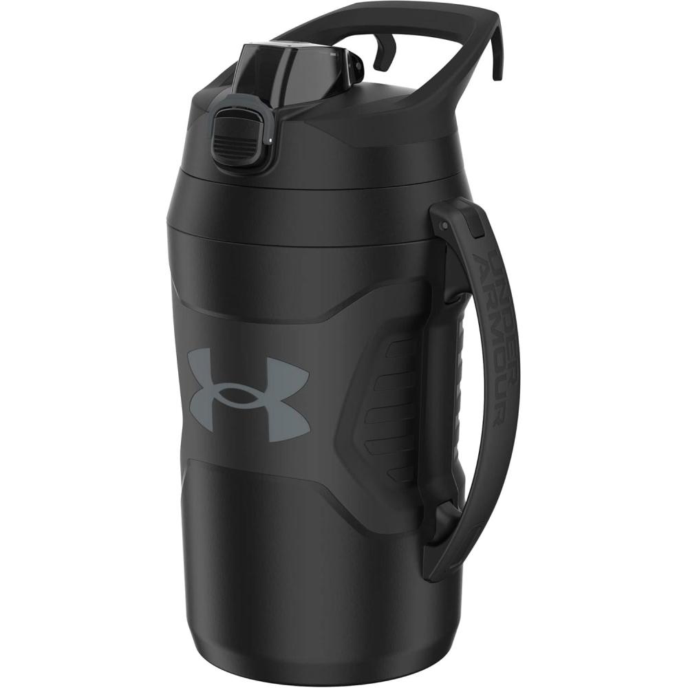 imageUnder Armour Half Gallon Water Bottle Insulated 64oz Insulated Water Bottle with Handle Sports Water Jug Fence Hook Leak Resistant for Baseball Football ampamp MoreBlackBlack