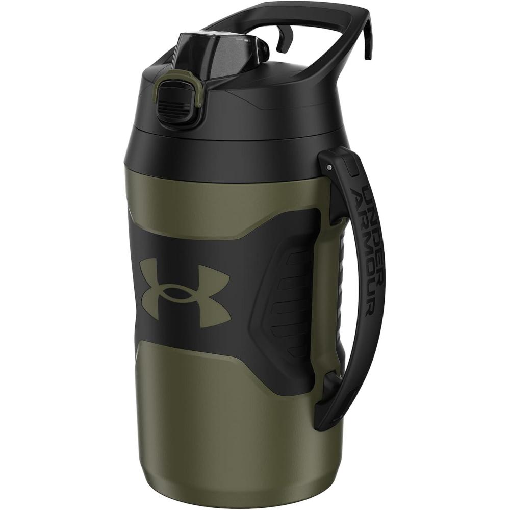 imageUnder Armour Half Gallon Water Bottle Insulated 64oz Insulated Water Bottle with Handle Sports Water Jug Fence Hook Leak Resistant for Baseball Football ampamp MoreMarine OD Green