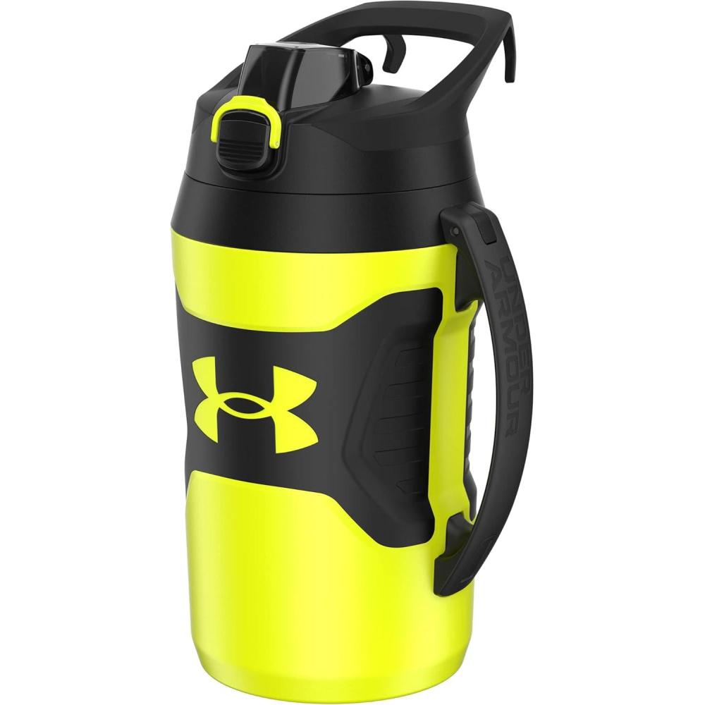 imageUnder Armour Half Gallon Water Bottle Insulated 64oz Insulated Water Bottle with Handle Sports Water Jug Fence Hook Leak Resistant for Baseball Football ampamp MoreHi Vis YellowBlack