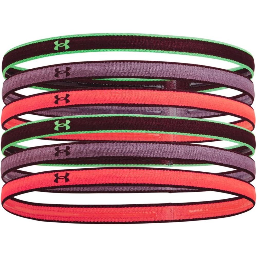 imageUnder Armour Womens Mini Athletic Headbands 6Pack603 Dark Maroon  Misty Purple  Green Screen