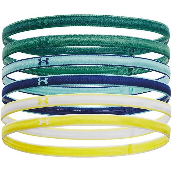 imageUnder Armour Womens Mini Athletic Headbands 6Pack722 Coastal Teal  Birdie Green  Birdie Green