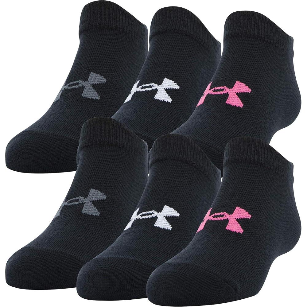 imageUnder Armour unisexchild Essential 20 Lightweight No Show Socks 6pairsSocksBlackCerise Assorted