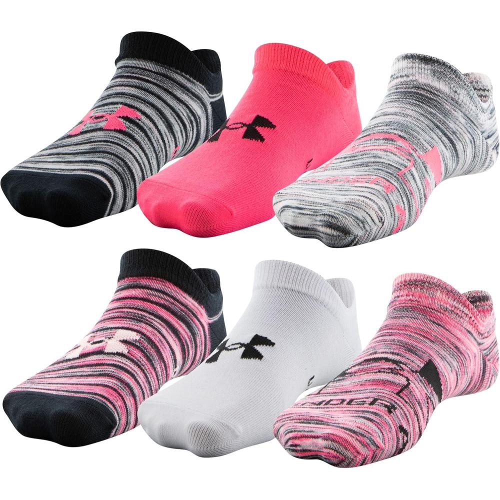 imageUnder Armour unisexchild Essential 20 Lightweight No Show Socks 6pairsSocksCeriseWhite Assorted