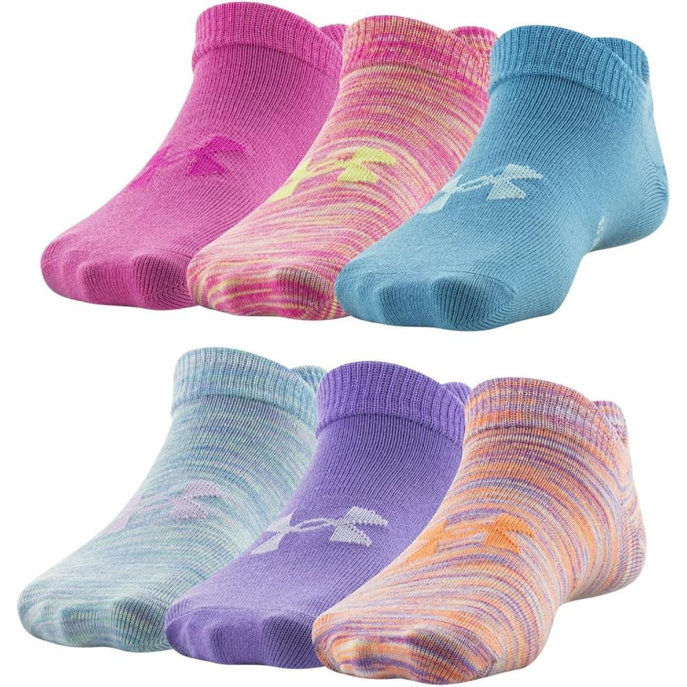 imageUnder Armour unisexchild Essential 20 Lightweight No Show Socks 6pairsSocksNebula Purple Assorted