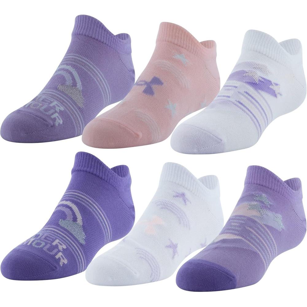 imageUnder Armour unisexchild Essential 20 Lightweight No Show Socks 6pairsSocksOctaneWhiteVivid Lilac