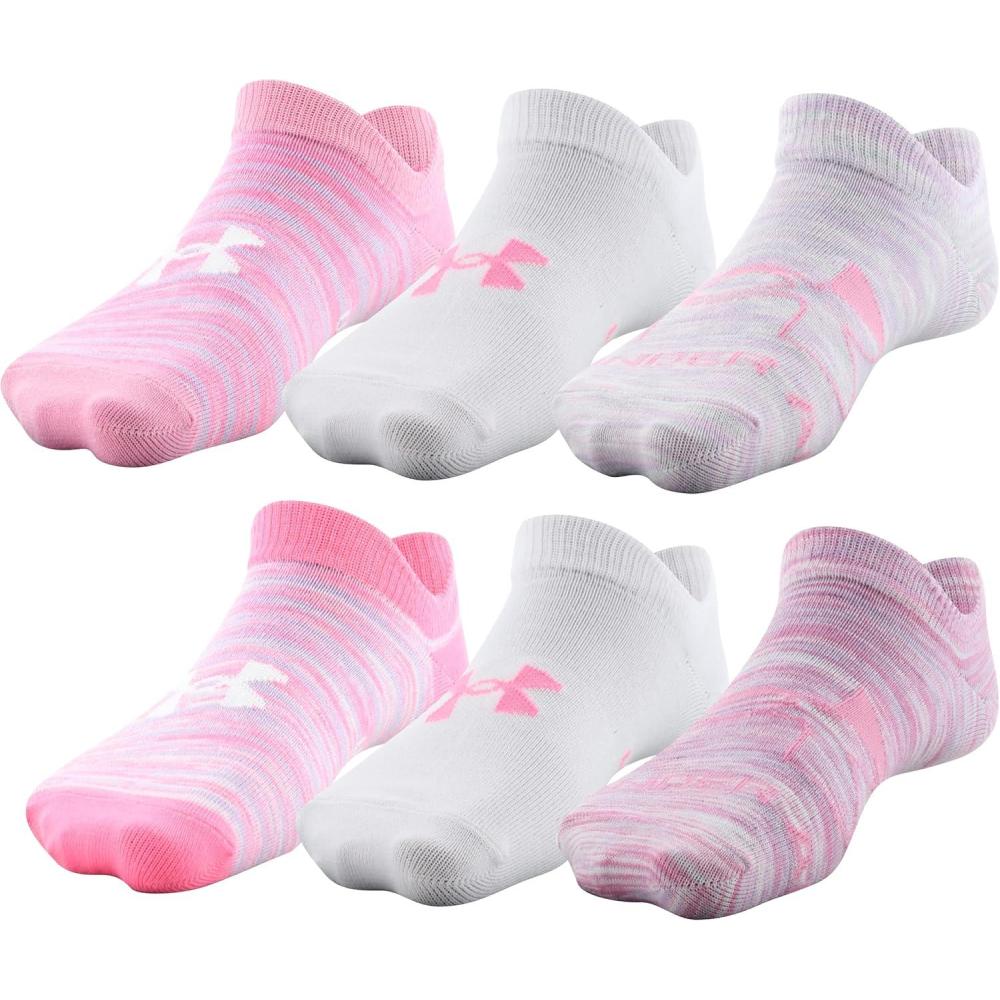 imageUnder Armour unisexchild Essential 20 Lightweight No Show Socks 6pairsSocksPrime PinkWhite Assorted