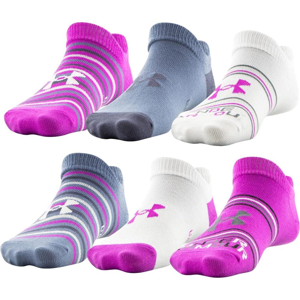 imageUnder Armour unisexchild Essential 20 Lightweight No Show Socks 6pairsSocksStrobe Purple Assorted