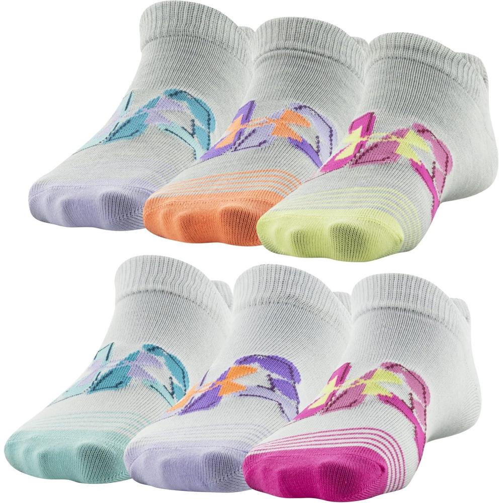 imageUnder Armour unisexchild Essential 20 Lightweight No Show Socks 6pairsSocksWhiteRebel Pink Assorted
