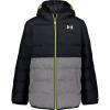 imageUnder Armour Boys Pronto Colorblock Puffer Jacket MidWeight Zip Up Closure Repels WaterBlack