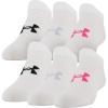 imageUnder Armour unisexchild Essential 20 Lightweight No Show Socks 6pairsSocksWhiteCerise Assorted