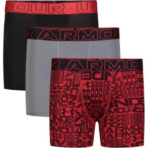 imageUnder Armour Boys Big Performance Boxer Briefs Lightweight ampamp Smooth Stretch FitRed Wordmark Multi Three Pack