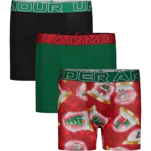 imageUnder Armour Boys Big Performance Boxer Briefs Lightweight ampamp Smooth Stretch FitVine Green  Three Pack