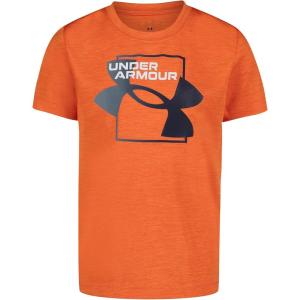 imageUnder Armour Boys Classic Core Logo TShirt Wordmark Print ampamp Baseball Designs Crew NeckBig Logo Twist Orange