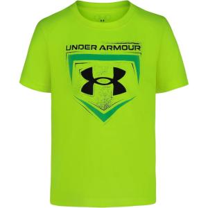 imageUnder Armour Boys Classic Core Logo TShirt Wordmark Print ampamp Baseball Designs Crew NeckHivis Yellow Homeplate