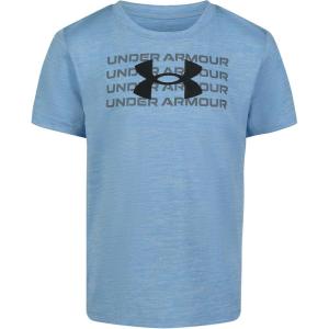 imageUnder Armour Boys Classic Core Logo TShirt Wordmark Print ampamp Baseball Designs Crew NeckHorizon Blue Twist Tech