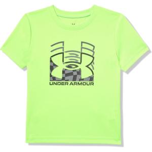 imageUnder Armour Boys Classic Core Logo TShirt Wordmark Print ampamp Baseball Designs Crew NeckHyper Green  Tech Logo Fill Ss