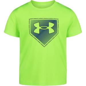 imageUnder Armour Boys Classic Core Logo TShirt Wordmark Print ampamp Baseball Designs Crew NeckLime Surge